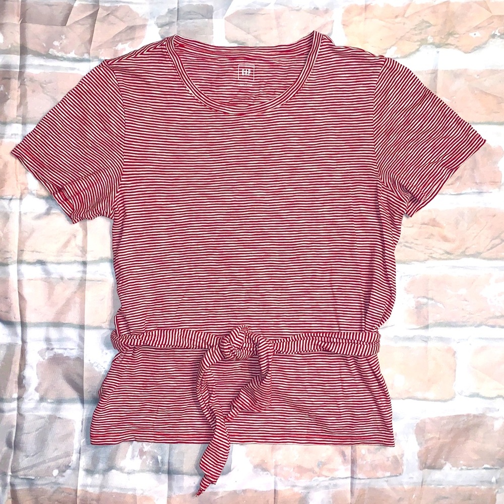 Gap Red Stripe Wrap Shirt